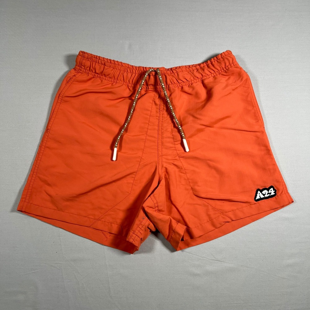 A24 Films Movie Swim Shorts Mens XS Orange Trunks Logo
